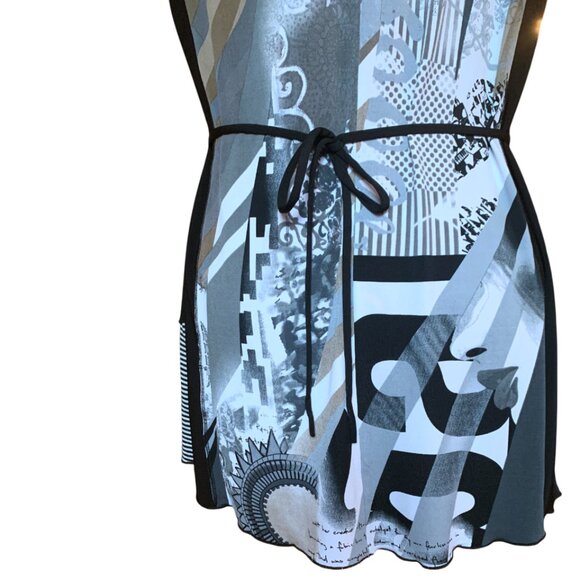 MARIE CLAIRE - Abstract Black and White Sleeveless Dress - XL - Picture 4 of 12